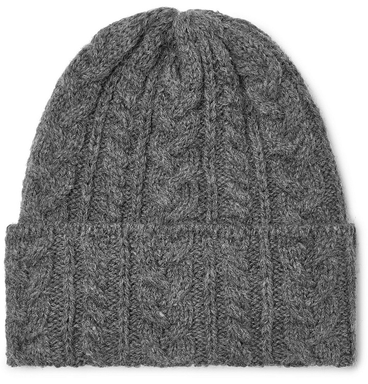 Photo: Drake's - Cable-Knit Wool Beanie - Gray