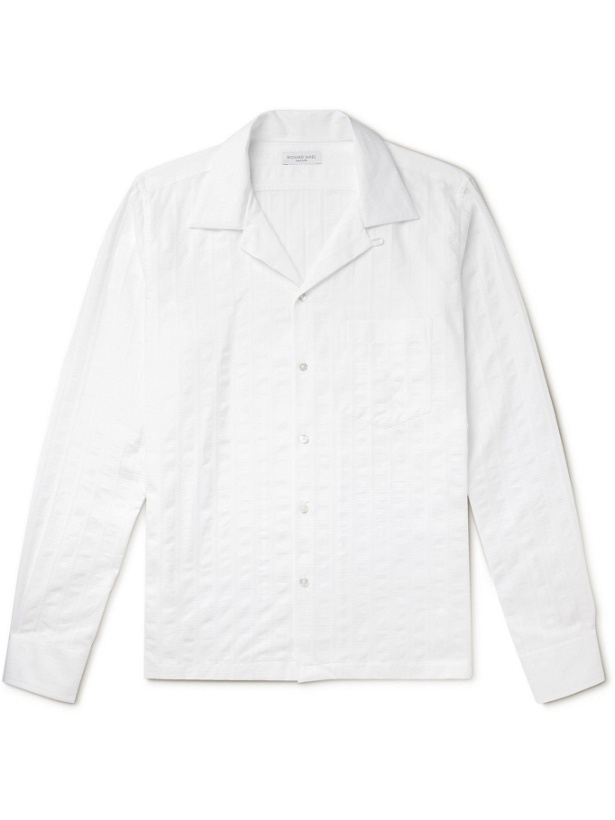 Photo: RICHARD JAMES - Convertible-Collar Embroidered Cotton-Poplin Shirt - White