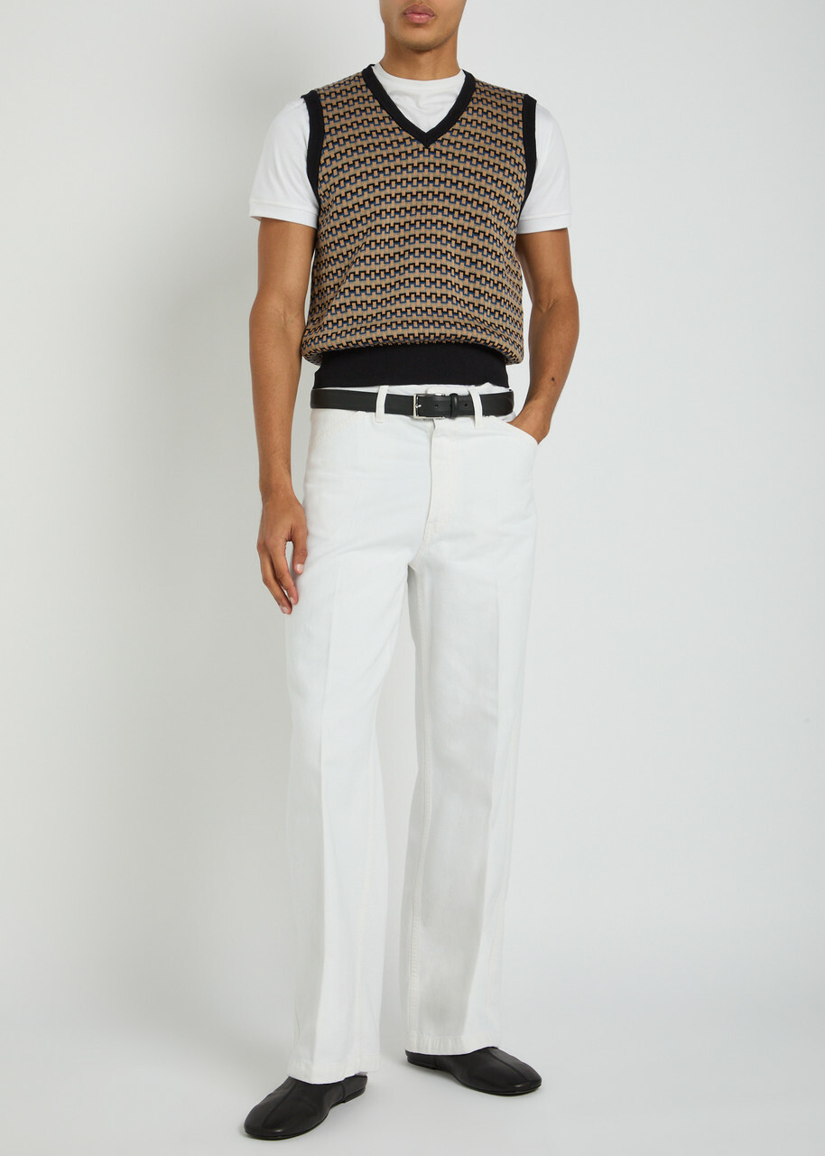 Lemaire Patterned V-neck Cotton-knit Vest Multicoloured 1
