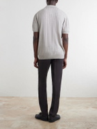 Boglioli - Open-Collar Ribbed Linen and Cotton-Blend Polo Shirt - Gray