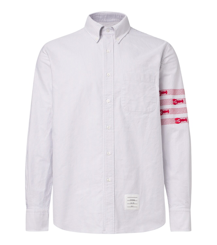 Photo: Thom Browne 4-Bar striped cotton Oxford shirt