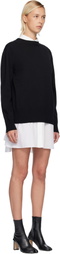 sacai White & Black Poplin & Cotton Knit Minidress