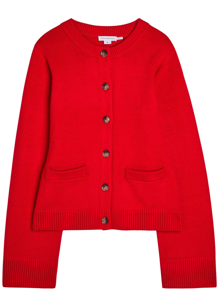 Good American Knitted Cardigan Red