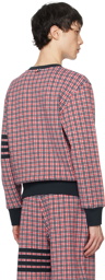 Thom Browne Navy & Red Check 4-Bar Sweatshirt