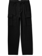 FRAME - Wide-Leg Virgin Wool Cargo Trousers - Black