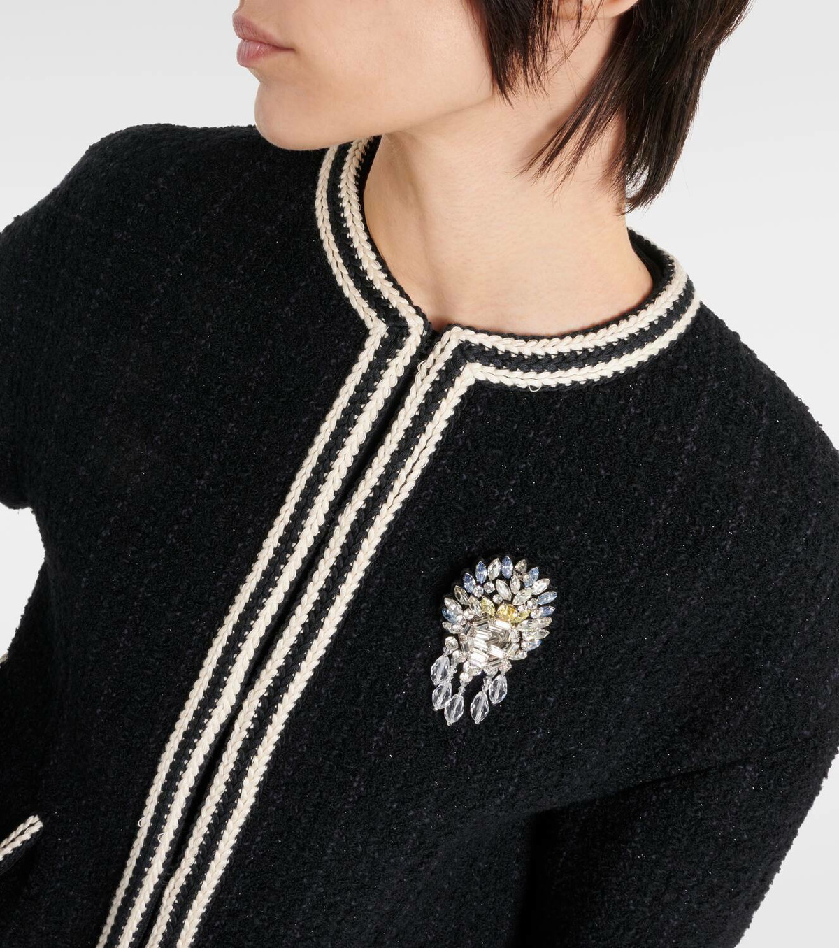 ジャケット GUCCI SHORT JACKET IN BOUCLA WOOL Gucci Embellished bouclé tweed wool jacket Gucci