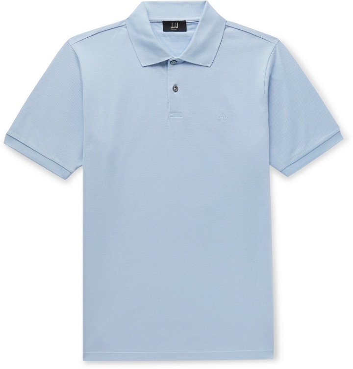 Photo: Dunhill - Slim-Fit Logo-Embroidered Cotton-Piqué Polo Shirt - Blue