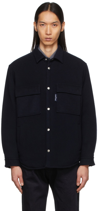 Photo: Comme des Garçons Homme Navy Wool Double Face Jacket