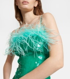 Giuseppe di Morabito Feather-trimmed sequined midi dress