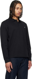 Hugo Black Stacked-Logo Cotton Blend Polo