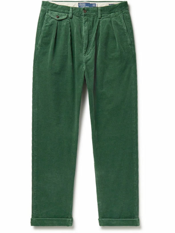 Photo: Polo Ralph Lauren - Whitman Slim-Fit Pleated Cotton-Corduroy Trousers - Green