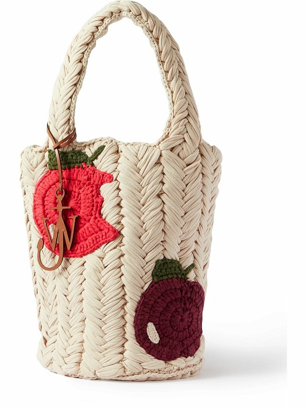 Photo: JW Anderson - Leather-Trimmed Crochet-Knit Organic Cotton Tote Bag