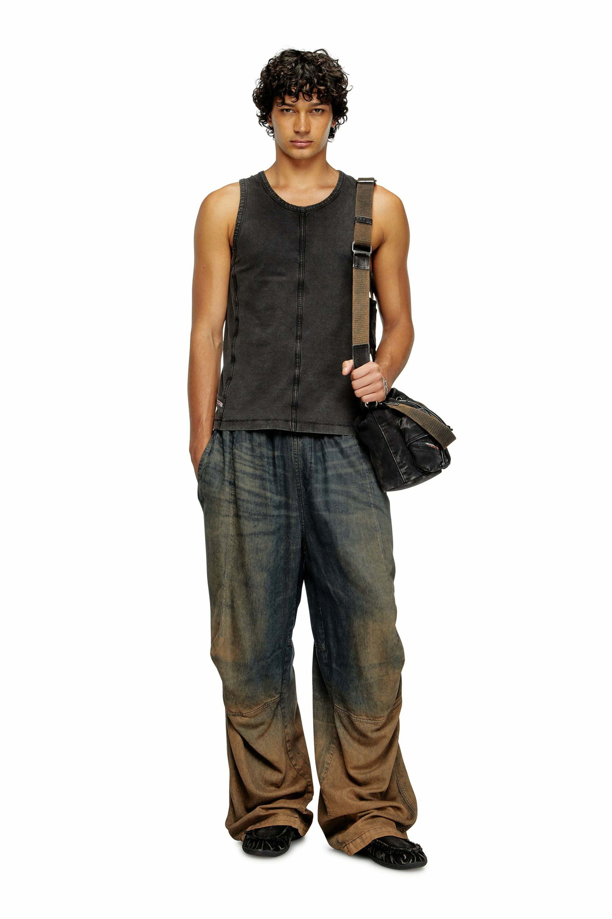 Diesel Tank top in denim-look jersey - T-Shirts Mens in Black