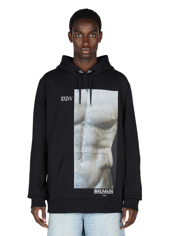 Photo: Balmain Statue Print Hooded Sweatshirt