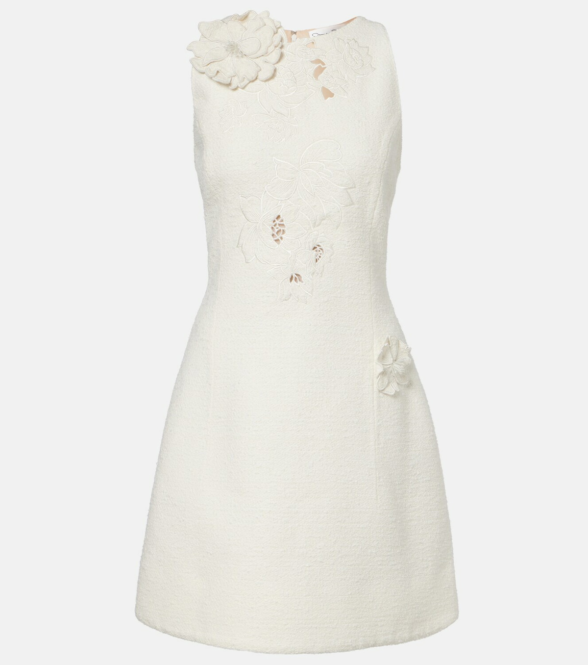 Oscar de la Renta Embroidered cotton-blend tweed minidress