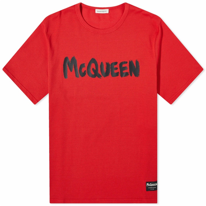 Photo: Alexander McQueen Men's Graffiti Logo T-Shirt in Lust Red/Black