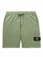 Stone Island - Straight-Leg Garment-Dyed Cotton-Jersey Drawstring Shorts - Green