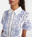 Self-Portrait Embroidered paisley cotton midi dress
