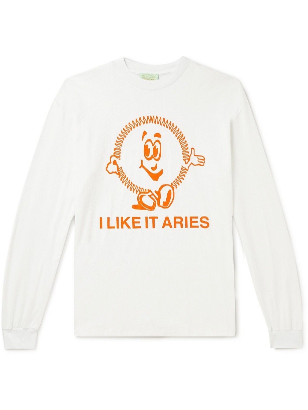 Photo: Aries - Printed Cotton-Jersey T-Shirt - White
