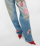 Blumarine - Floral embellished wide-leg jeans