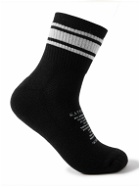Satisfy - Striped Logo-Print Ribbed Merino Wool-Blend Socks - Black