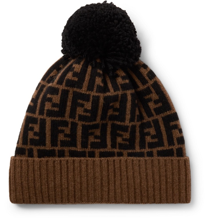 Photo: Fendi - Logo-Jacquard Wool Beanie - Brown