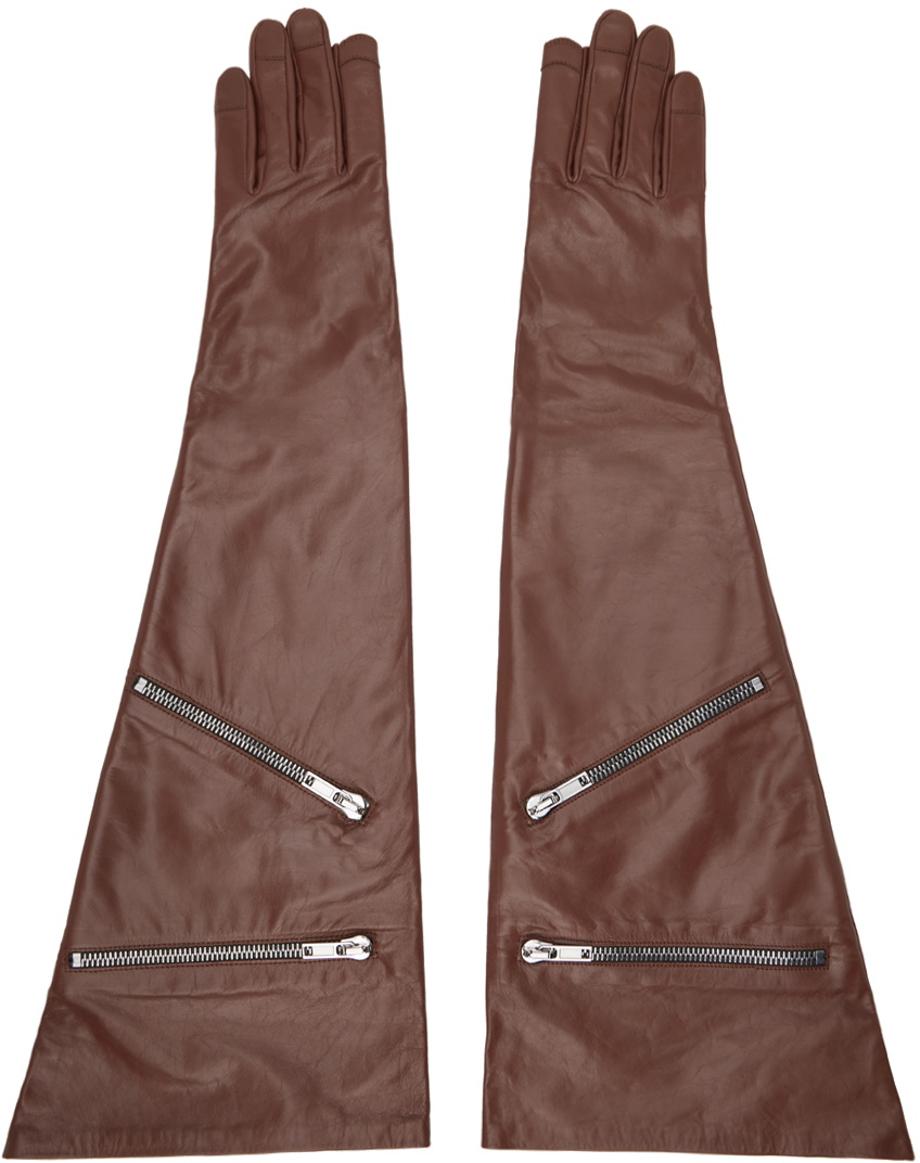 Rick Owens Brown Porterville Gauntlets Gloves Rick Owens