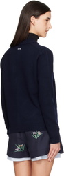 AO YES Navy Ribbon Tie Cardigan