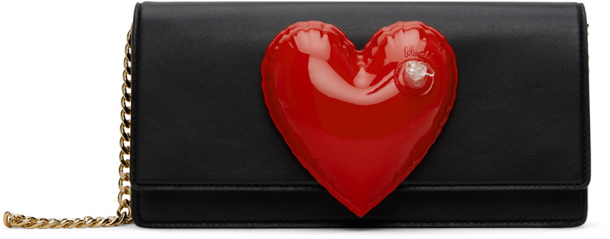 Moschino Black Inflatable Heart Clutch Moschino