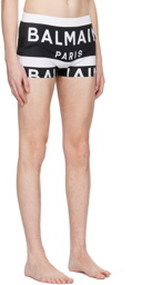 Balmain Black & White Stripe Swim Shorts