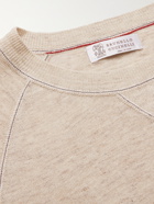BRUNELLO CUCINELLI - Slim-Fit Mélange Linen and Cotton-Blend Sweater - Neutrals