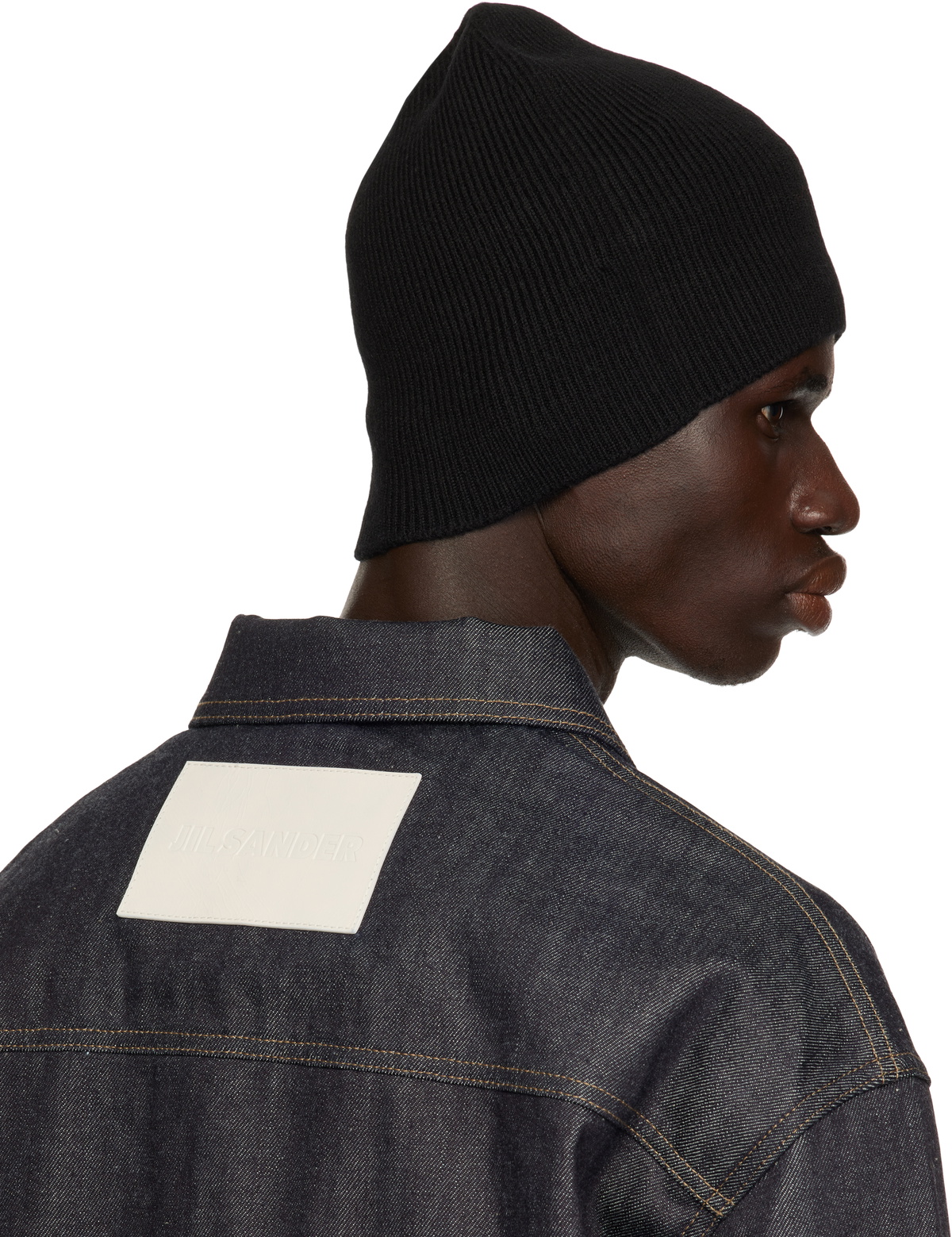 Jil Sander knit cap BLACK ビーニー Jil Sander Black Rib-Knit Beanie Jil Sander