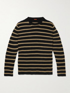 Barena - Biba Senal Striped Ribbed Linen and Cotton-Blend Sweater - Black