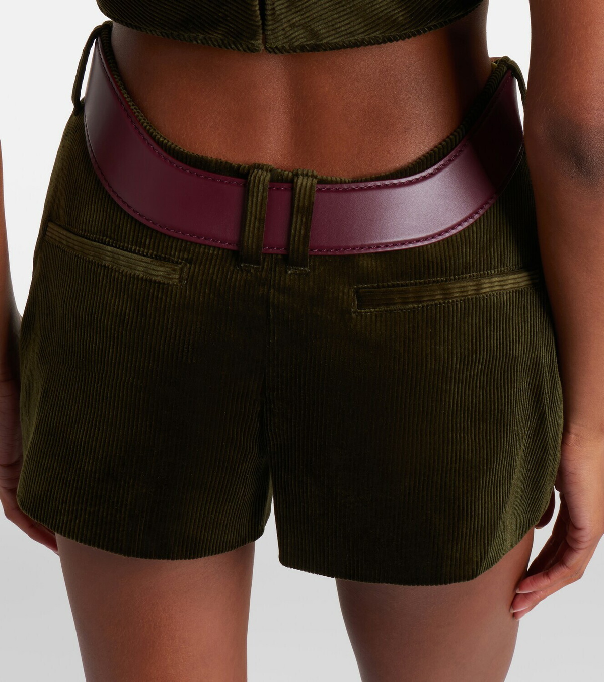 Jean Paul Gaultier Cutout belted cotton corduroy shorts