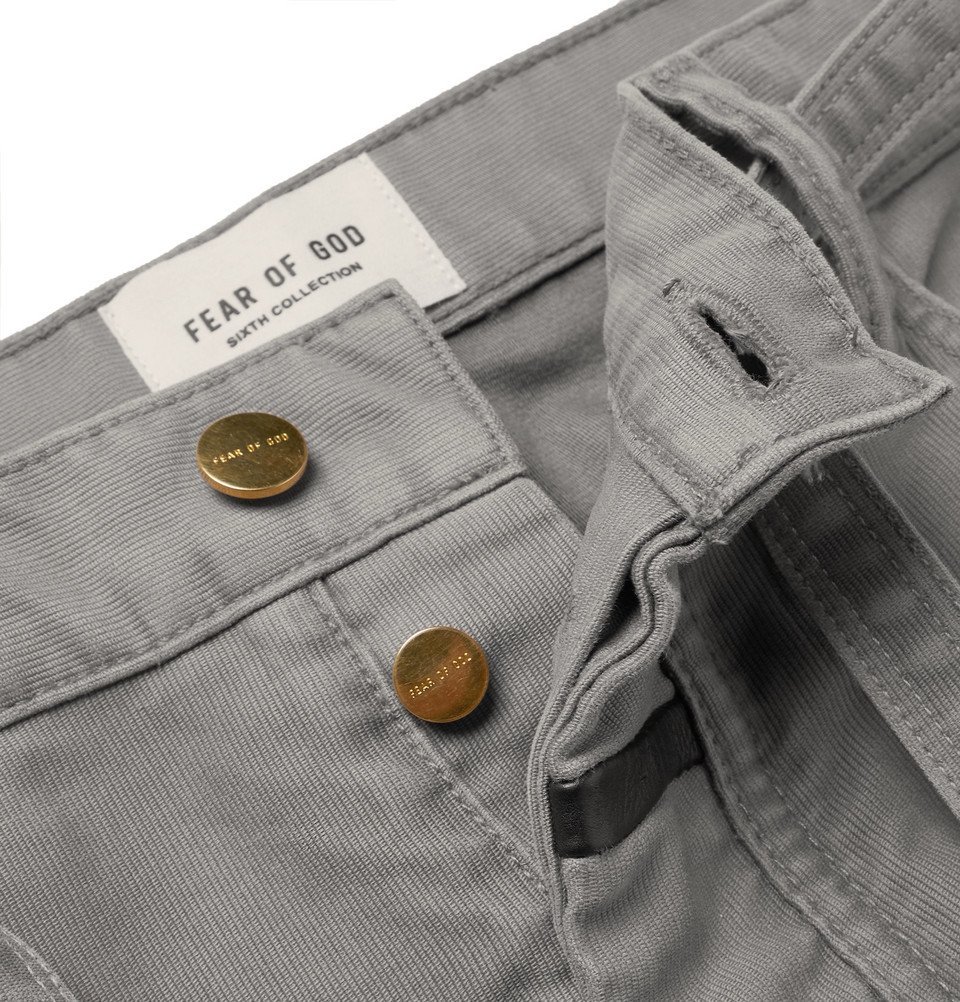 Fear of God - Slim-Fit Belted Cotton-Corduroy Jeans - Gray Fear Of God