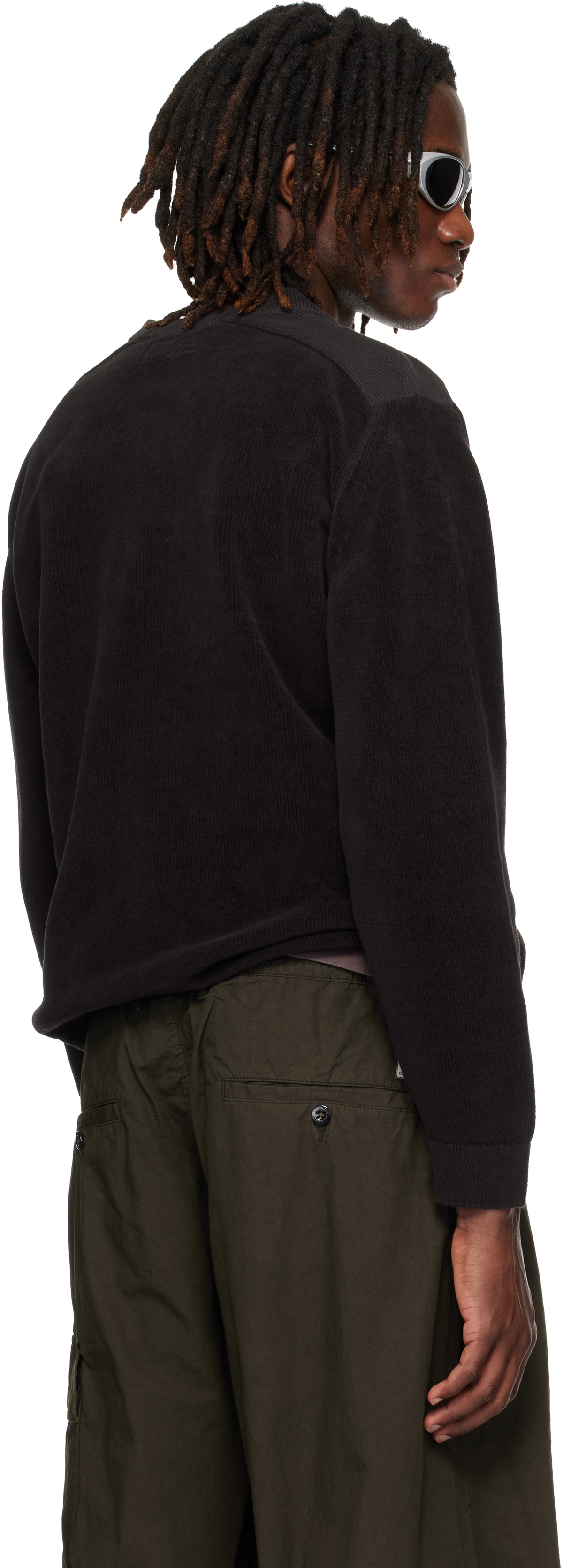 C.P. Company Black Cotton Chenille Lens Sweater
