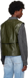 Andersson Bell Green Tonny Zip-Up Faux-Leather Vest