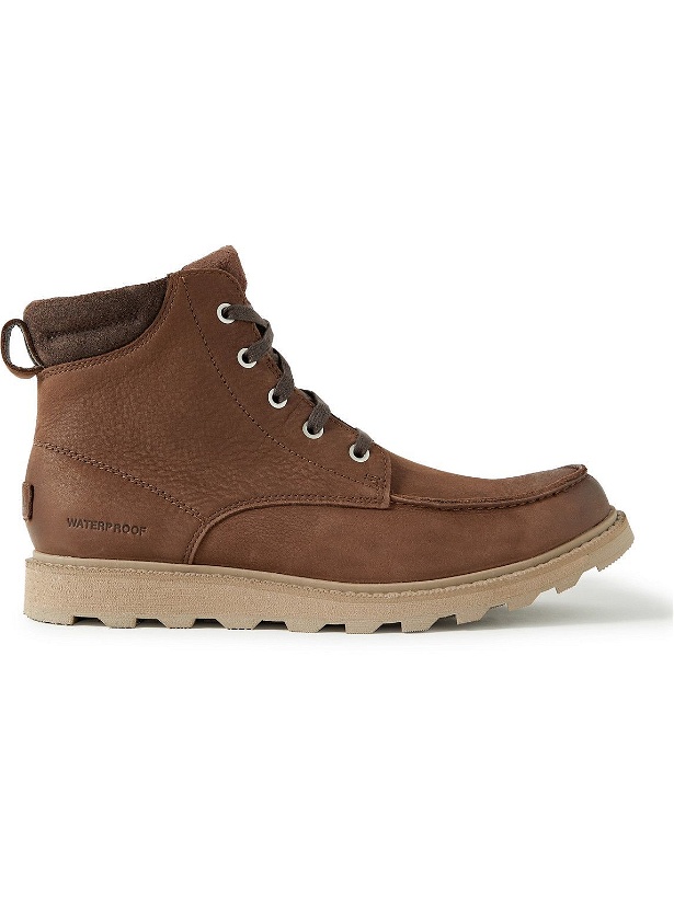 Photo: Sorel - Madson II Moc Suede-Trimmed Burnished Textured-Leather Boots - Brown
