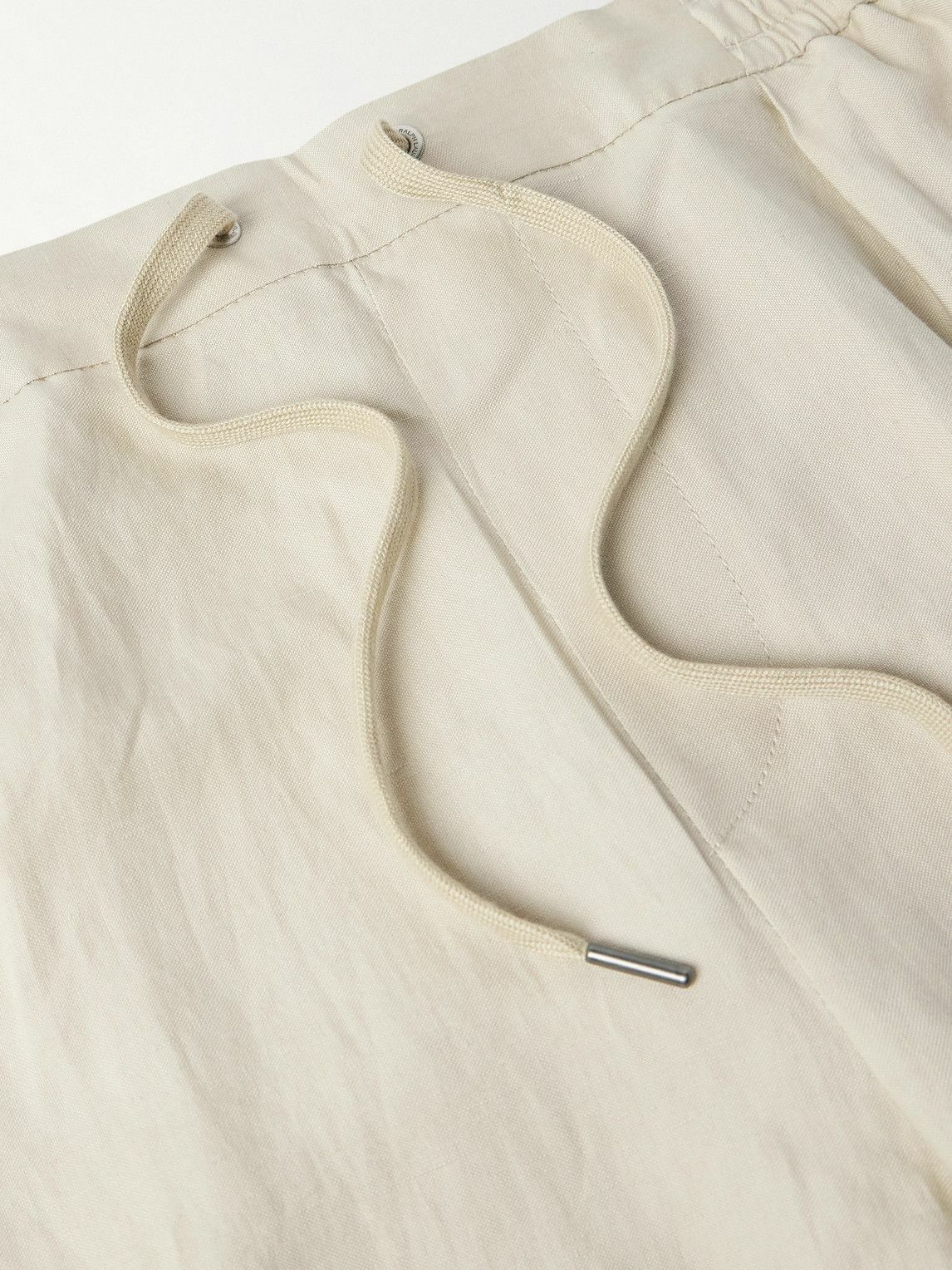 Ralph Lauren Purple label - Dorest Straight-Leg Pleated Silk and Linen-Blend Drawstring Shorts - Neutrals