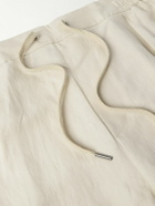 Ralph Lauren Purple label - Dorest Straight-Leg Pleated Silk and Linen-Blend Drawstring Shorts - Neutrals