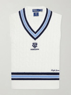 Polo Ralph Lauren - Wimbledon Logo-Embroidered Knitted Cotton Vest - Neutrals