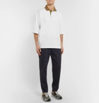 Bottega Veneta - Contrast-Tipped Organic Cotton-Piqué Polo Shirt - White