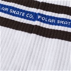 Polar Skate Co. Men's Fat Stripe Sock in White/Brown/Blue