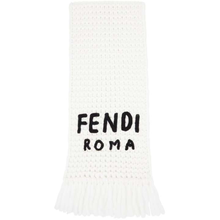 Photo: Fendi White Wool Logo Scarf