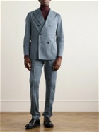 Boglioli - Slim-Fit Double-Breasted Cotton-Blend Suit Jacket - Blue