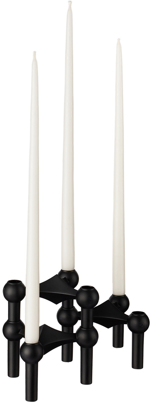 STOFF Nagel Black Zinc Candle Holder Set
