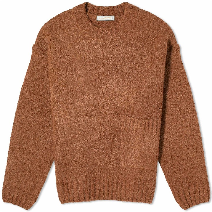 Photo: FrizmWORKS Men's Alpaca Boucle Pocket Sweater in Brown