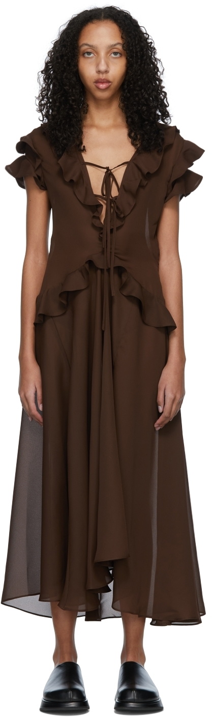 Photo: Rokh Brown Polyester Midi Dress