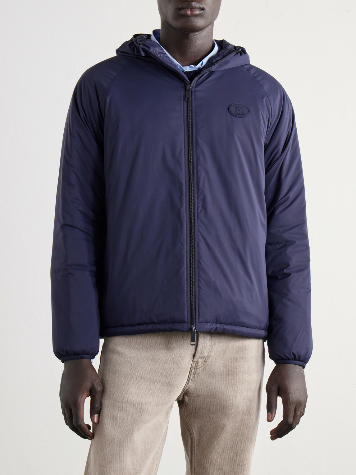 Burberry - Logo-Appliquéd Shell Hooded Jacket - Blue
