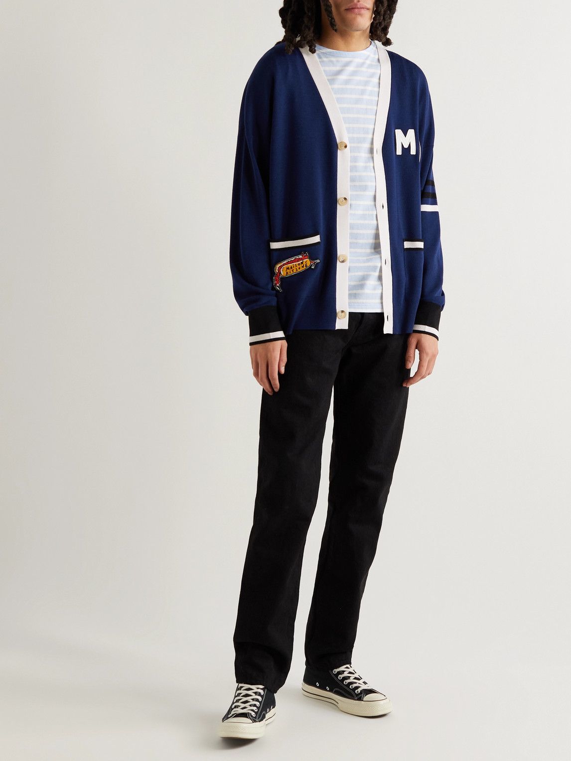 Maison Kitsuné - Olympia Le-Tan Logo-Appliquéd Wool Cardigan 